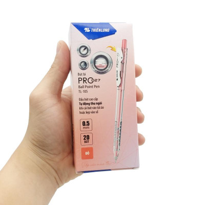 Hộp 20 Bút Bi Pro 027 0.5 mm - Thiên Long TL-105 - Mực Đỏ