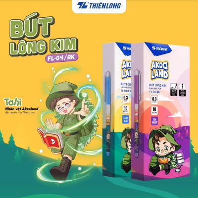 Combo 5/10/20 Bút lông kim Thiên Long FL-04/AK - Nét viết 0.3mm mảnh nhỏ Mực đều liên tục, nhân vật Akooland Tahi