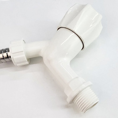 Bộ 3 vòi hồ tay núm tròn nhựa PP trắng, thân ngắn, ren 21-27mm Eurolife EL-HN05 (Trắng) (3 cái)