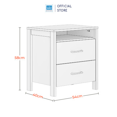 [Lắp sẵn] Tủ Đầu Giường 2 Ngăn Kéo Thiết Kế Hiện Đại, Tiện Ích Cho Phòng Ngủ SIB Decor KDG16