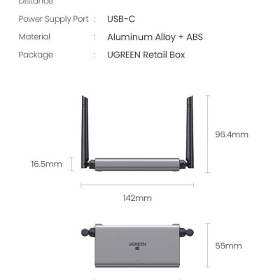 Ugreen UG29463CM506TK 50M 1080P@60Hz Bộ kéo dài tin hiệu HDMI + VGA + 3.5mm không dây 60Mhz 5Ghz Vỏ nhôm 50633a - HÀNG CHÍNH HÃNG