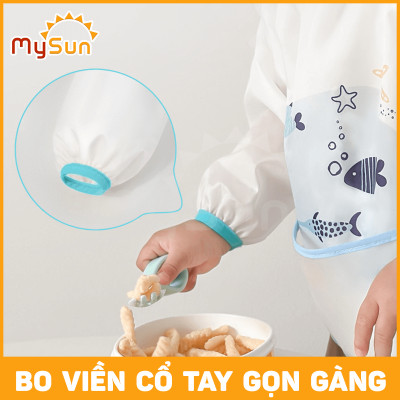 Áo yếm ăn dặm cho bé trai gái choàng chống thấm dài tay MySun