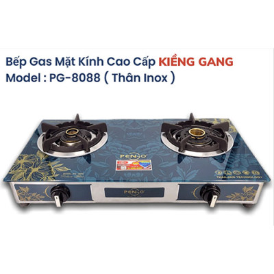 Bếp gas đôi mặt kính Kiềng Gang Pengo PG-8088A( Hàng chính hãng)