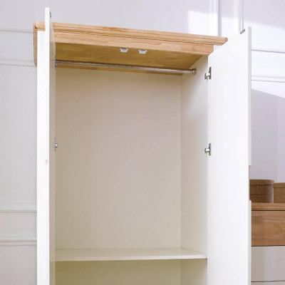 Tủ Quần Áo 2 Cánh Vivid Gỗ Tự Nhiên 1M0 Ibie BSW2VIVR10 - Trắng (100 x 60 cm)