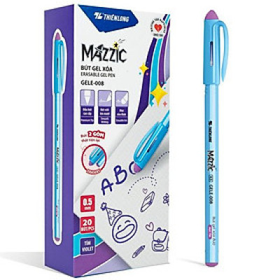 Hộp 20 Bút Gel Xóa Được 0.5 mm - Mazzic Thiên Long GELE-008 - Mực Tím