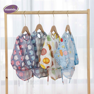 Áo yếm máng dài tay Cotton chống thấm nước cho bé tập ăn dặm, tập vẽ Mastela Dành cho bé từ 0-4 tuổi - Có chọn màu và size