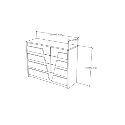 [Happy Home Furniture] PONIX, Tủ lưu trữ 8 ngăn kéo, 96cm x 32cm x 74cm ( DxRxC), THK_113