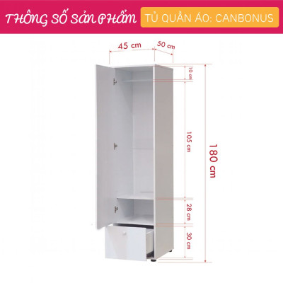 Tủ quần áo hiện đại bằng gỗ công nghiệp MDF cao cấp SMLIFE Canbonus