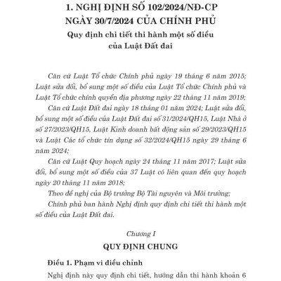 Các văn bản hướng dẫn thi hành Luật đất đai ( sửa đổi,bổ sung năm 2024)