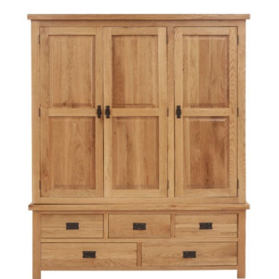 Tủ áo gỗ sồi 3 cánh 5 ngăn kéo Tundo KT 160 x 60 x 200cm