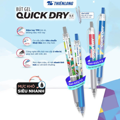 Combo 20 Bút gel Quick Dry Thiên Long Gel-033/V1 - Mực khô siêu nhanh - Họa tiết thời trang
