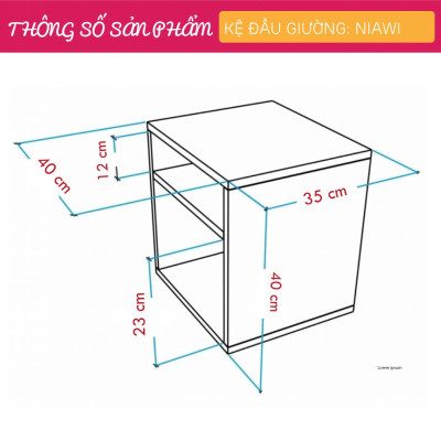Tủ đầu giường đơn giản hình khối SMLIFE Niawi