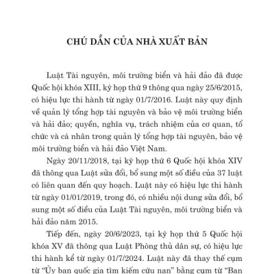 Luật tài nguyên, môi trường biển và hải đảo năm 2015 (sửa đổi, bổ sung năm 2018, 2023)