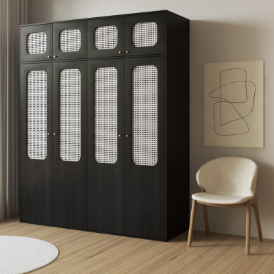 [Happy Home Furniture] MEYDAN, Tủ quần áo 1m8x2m2 cánh mây,180cm x 58cm x 220cm ( DxRxC), TCM_053