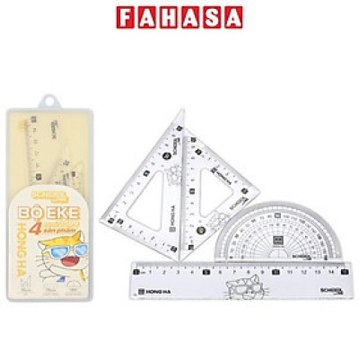 Bộ Thước Eke 4 Món - Mèo Cam - Hồng Hà 3599