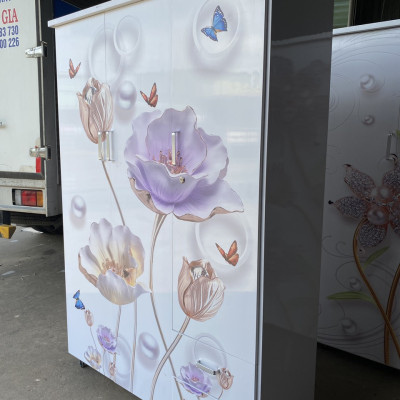 Tủ nhựa đài loan 3 cánh 2 học âm in 3D hình Hoa Nuhi