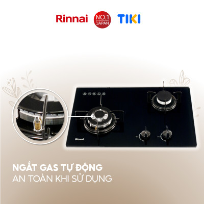 Bếp gas âm Rinnai RVB-6SDQ(B) mặt bếp kính và kiềng bếp men - Hàng chính hãng.