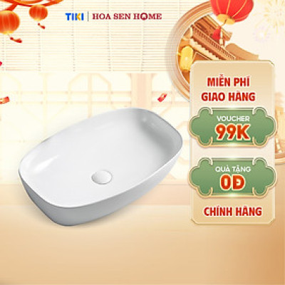 Lavabo đặt bàn TUSLO L009 gốm sứ tráng men Nano Ceramic kháng khuẩn - Hoa Sen Home - Hàng chính hãng