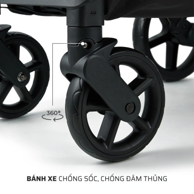 Xe đẩy gấp gọn cho bé từ sơ sinh Kinderkraft LOOM - Màu đen