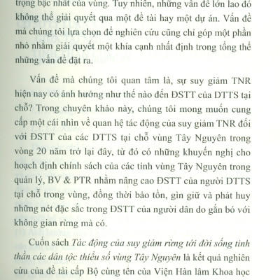 Tác Động Của Suy Giảm Rừng Tới Đời Sống Tinh Thần Các Dân Tộc Thiểu Số Vùng Tây Nguyên (Sách chuyên khảo) - TS. Phạm Xuân Hoàng chủ biên 
