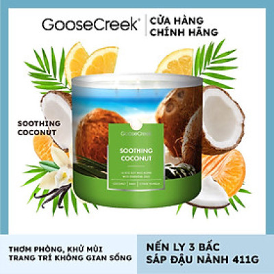 Nến ly 3 bấc sáp đậu nành Goose Creek (411g) - Soothing Coconut
