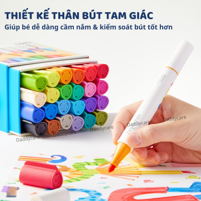 Bút màu 2 đầu , bút highlight đồ dùng học tập cho bé Dual- Tip Washable Marker Mideer