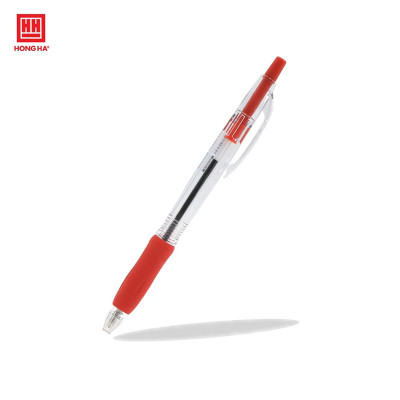 Bút bi bấm Hồng Hà đầu bi 0.7mm cho nét viết êm, trơn, có grip cao su - 2468