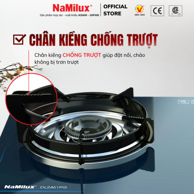 Bếp Gas Đôi Mặt Kính Cao Cấp NaMilux NH-DL3416PG/DL2461PG - Công Suất 2.8 kW/giờ/lò phải - Kiềng Bếp Tráng Men -Hàng Chính Hãng