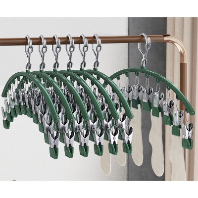 Móc Treo Đồ Lót Khăn Tất 10 Kẹp Inox, Móc Kẹp Phơi Quần Ao Đa Năng Tiết Kiệm Diện Tích, Chất Liệu Không Gỉ - HÀNG CHÍNH HÃNG MINIIN