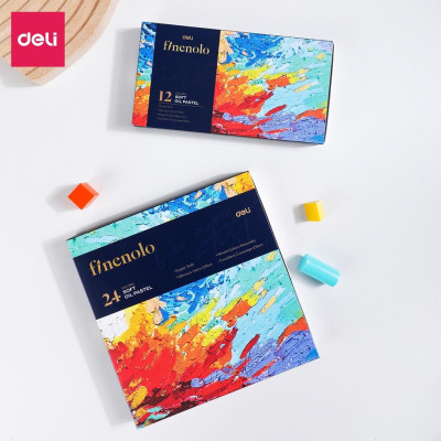 Bút Màu Sáp Dầu Chuyên Nghiệp Oil Pastels Phiên Bản Cao Cấp Finenolo Vẽ Tranh Tô Màu Học Sinh Deli - Hộp Giấy Hiện Đại Chất Mềm Mịn - EC212 