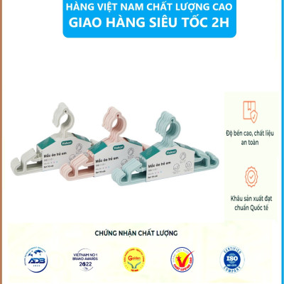 Bộ 10 móc quần áo HOKORI nhựa VIỆT NHẬT chất liệu nhựa pp nguyên sinh an toàn cho da nhạy cảm - Mắc áo trẻ em , người lớn - Hàng Việt Nam