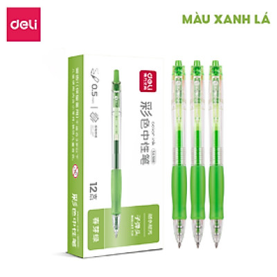 Bút Bi Nước Mực Gel Ngòi 0.5mm 10 Màu Chính Hãng Deli, Bút Gel Nhiều Màu Trang Trí Vở