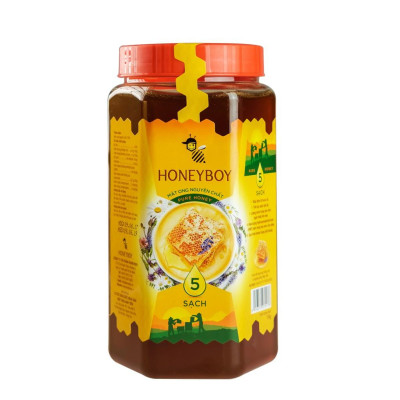 Mật ong thiên nhiên 5 sạch Honeyboy 1kg và Mật ong sữa chúa Honeyboy 100ml
