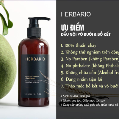 Dầu gội bưởi & Bồ Kết Herbario giảm rụng tóc, phục hồi tóc 300ml