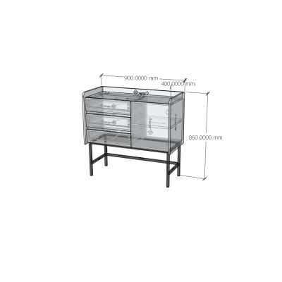 [Happy Home Furniture] LAVIA, Tủ lưu trữ 3 ngăn kéo - 1 cửa mở - chân sắt, 90cm x 40cm x 86cm ( DxRxC), THK_157