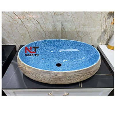CHẬU RỬA MẶT, LAVABO NHẬP KHẨU CAO CẤP GROVES  MEN XANH NGỌC 8126