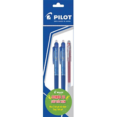 Combo Pilot 20 : 2 Bút Gel Xóa Được Frixion 0.5mm Mực Xanh + 1 Bút Super Gel Mực Đỏ