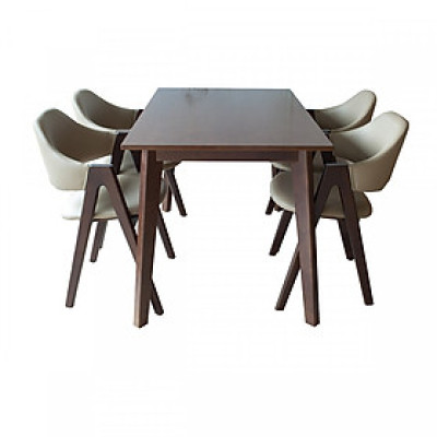Bộ Bàn Ăn Chữ A 4 Ghế (Nâu)
