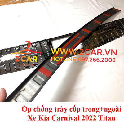 Nẹp chống sước cốp, ốp chống trầy cốp trong, ngoài xe Kia Carnival 2021 2022 2023 Mẫu TITAN cao cấp