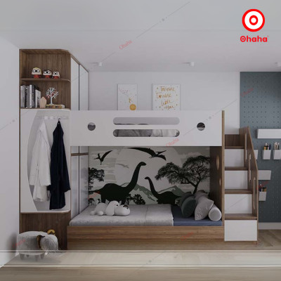 [ Miễn phí giao hàng và lắp đặt tại TP.HCM] Giường tầng thông minh Ohaha kết hợp tủ quần áo - GTTM043