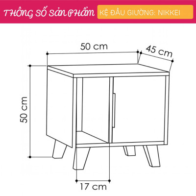 Tủ Đầu Giường Đơn Giản Hình Khối SMLIFE Nikkei