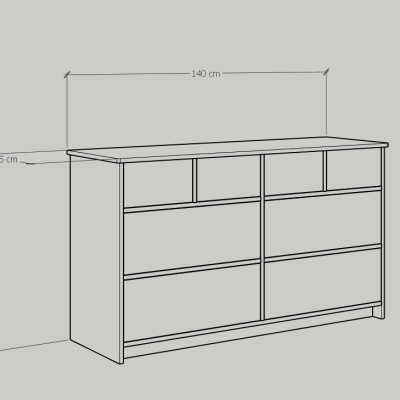 [Happy Home Furniture] NOMIA , Tủ lưu trữ 8 ngăn kéo , 140cm x 45cm x 80cm ( DxRxC), THK_065