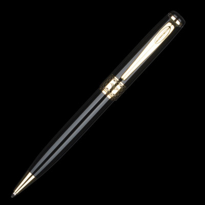 Bút Viết Bi Vỏ Kim Loại Sơn Đen Bóng Điểm Nhấn Mạ Vàng Baoer BP-68