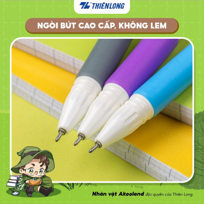 Combo 20 Bút gel Thiên Long GEL-012/AK - Nét viết 0.5mm êm mượt, đầu bút cao cấp, mực đều liên tục, nhân vật Akooland Tahi
