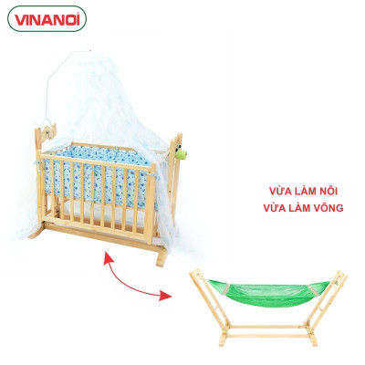 Nôi Em Bé Tự Động VINANOI-VNN301 Gỗ Thông Cao Cấp Vừa Làm Nôi Vừa Làm Võng Màu Tự Nhiên