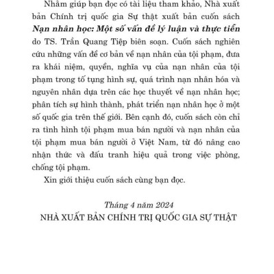 Nạn nhân học - Một số vấn đề lý luận và thực tiễn (bản in 2024)