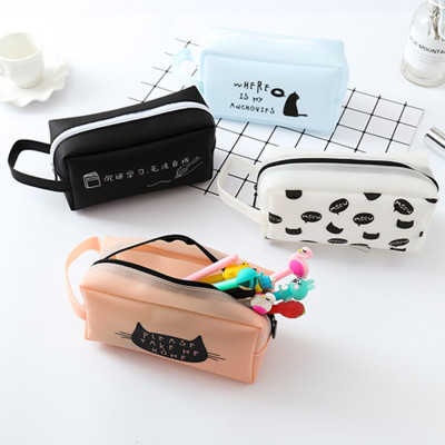  Hộp đựng bút hình mèo dễ thương, ngăn chứa rộng rãi chất liệu da mềm