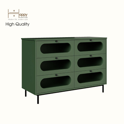 HAPPY FURNITURE , Tủ lưu trữ 6 ngăn kéo chân sắt - SISEEL , THK_173 , 120cm x 45cm x 82cm