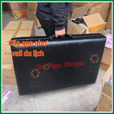 Giường Spa Massage Cao Cấp Gấp Gọn - Giường Vali Chân Inox,Gỗ Hỗ Trợ Phun Xăm, Massage