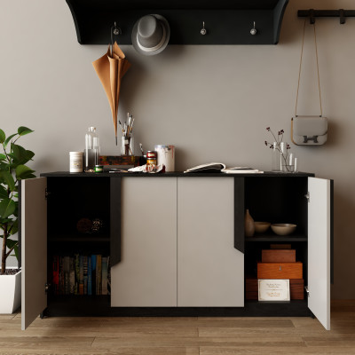 [Happy Home Furniture] PONIX, Tủ lưu trữ 4 cánh mở, 160cm x 40cm x 84cm ( DxRxC), TCM_112